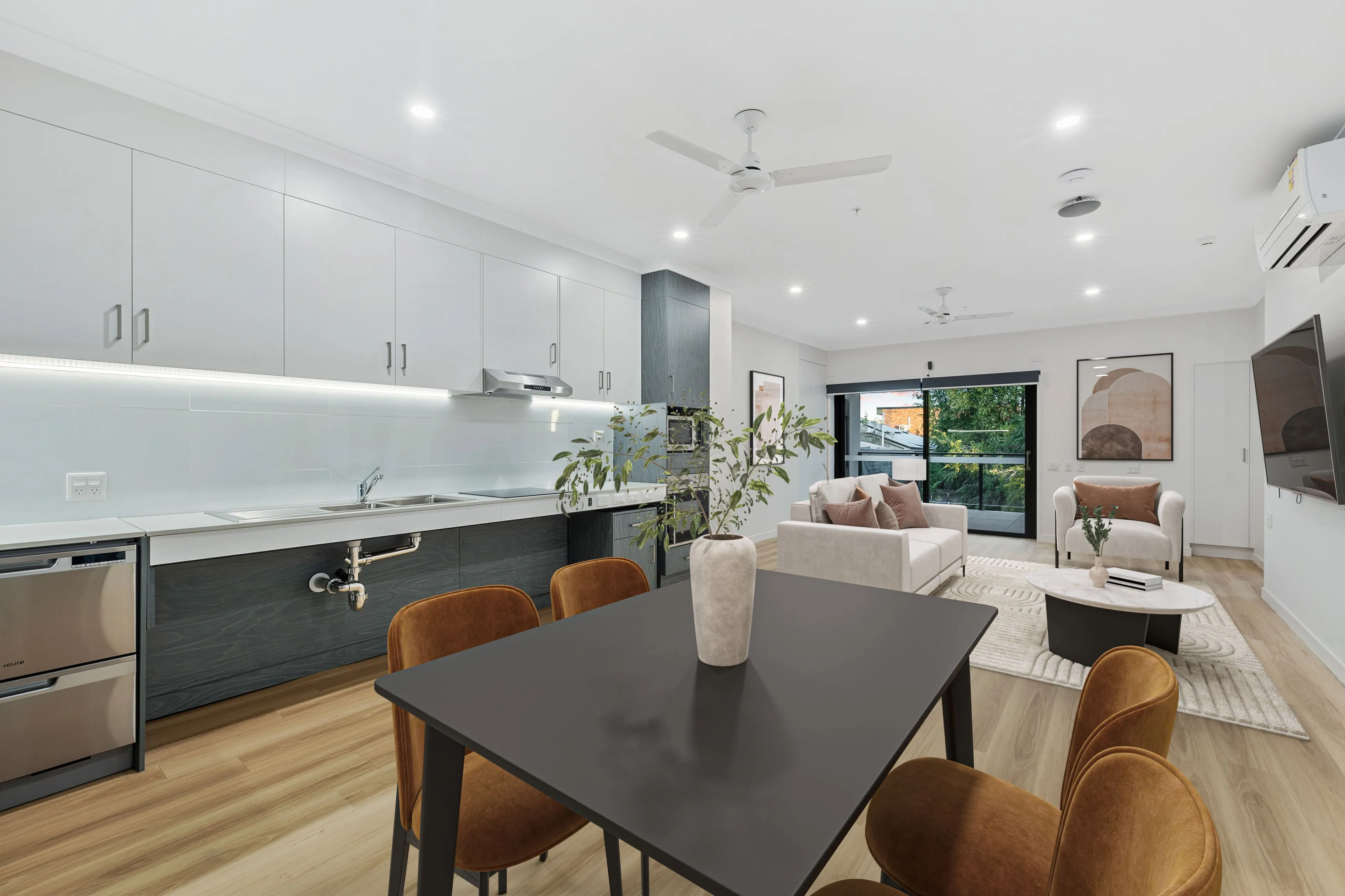 Kitchen with wood floors
