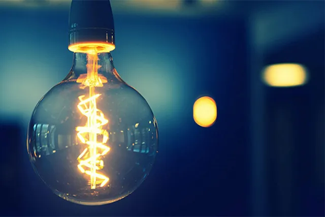 A closeup of a lightbulb